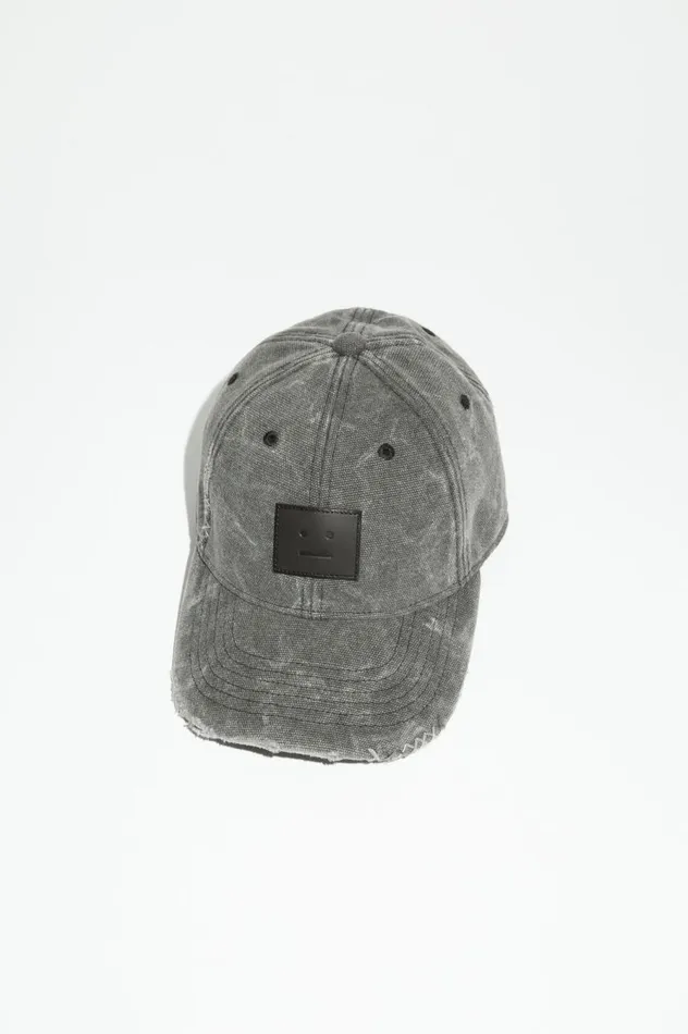 Acne Studios Leather Face Patch Cap Carbon Grey Women Hats