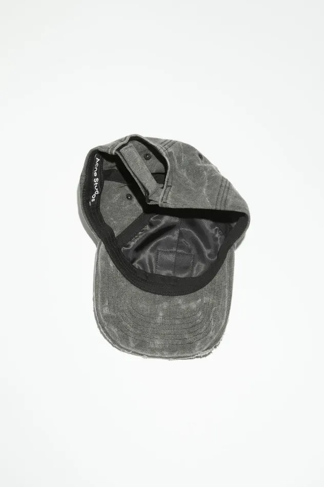 Acne Studios Leather Face Patch Cap Carbon Grey Women Hats