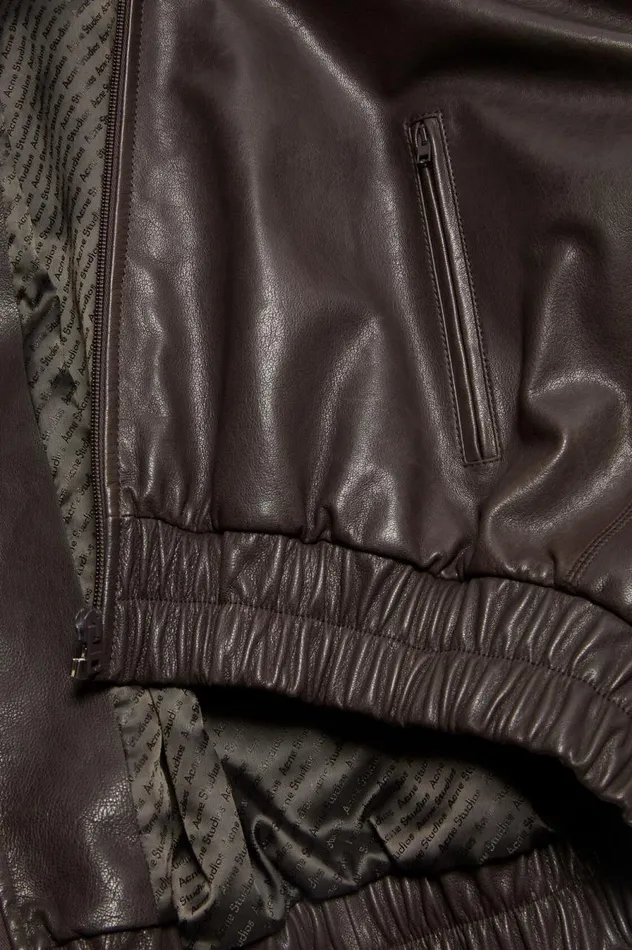 Acne Studios Leather Jacket Brown Women Outerwear