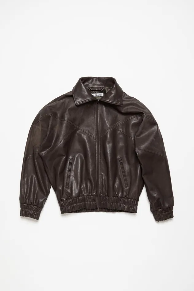Acne Studios Leather Jacket Brown Women Outerwear