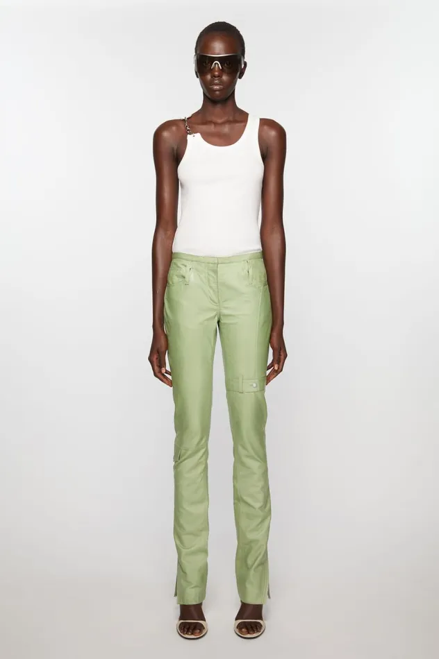 Acne Studios Leather Trousers Pistachio Green Women Trousers