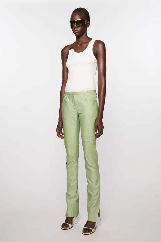Acne Studios Leather Trousers Pistachio Green Women Trousers
