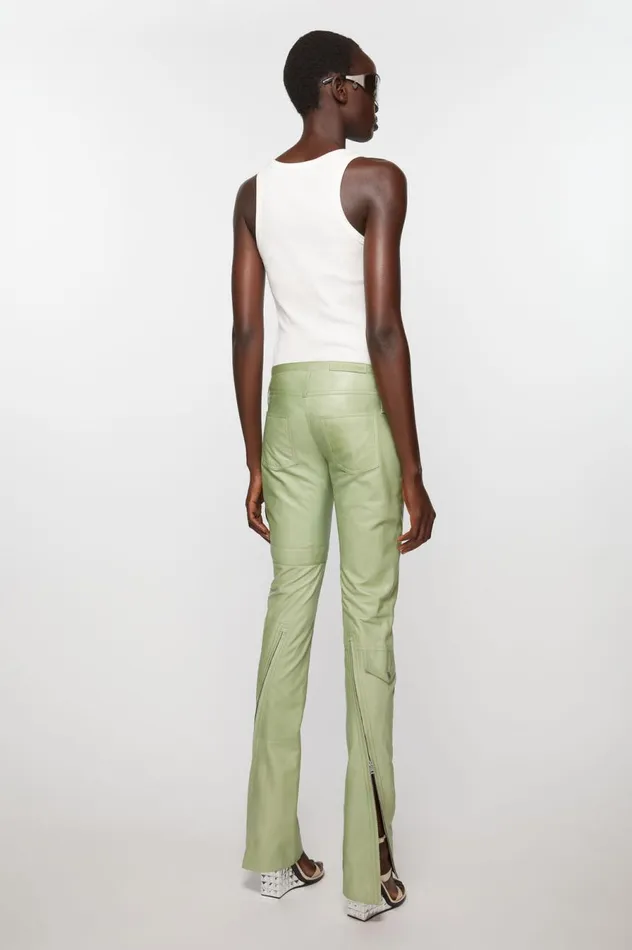Acne Studios Leather Trousers Pistachio Green Women Trousers