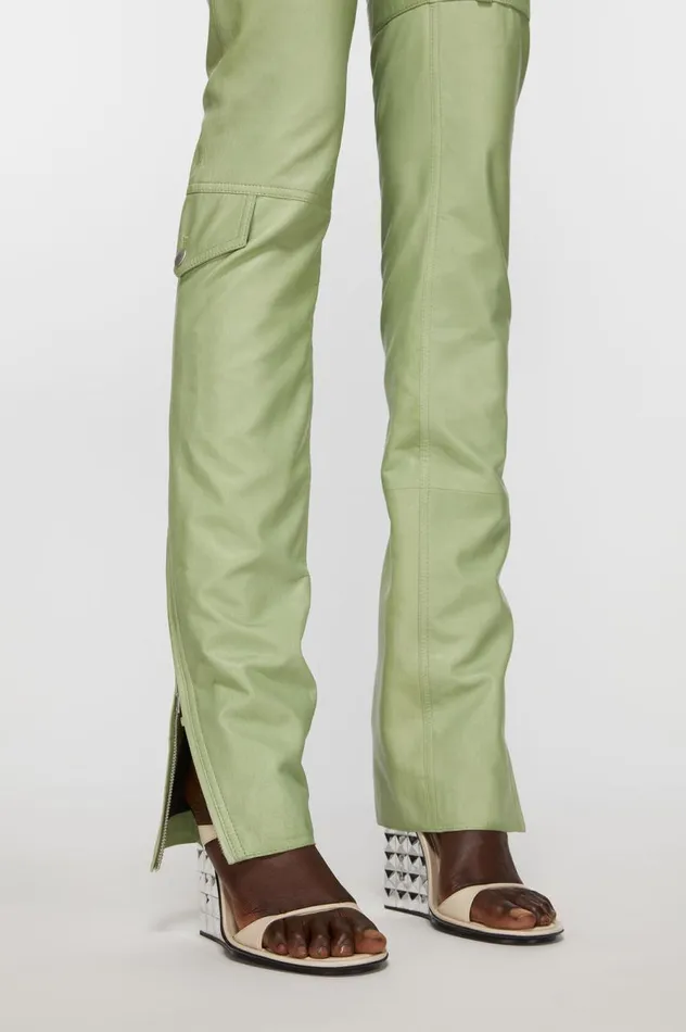 Acne Studios Leather Trousers Pistachio Green Women Trousers