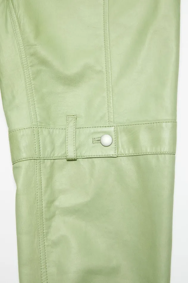 Acne Studios Leather Trousers Pistachio Green Women Trousers