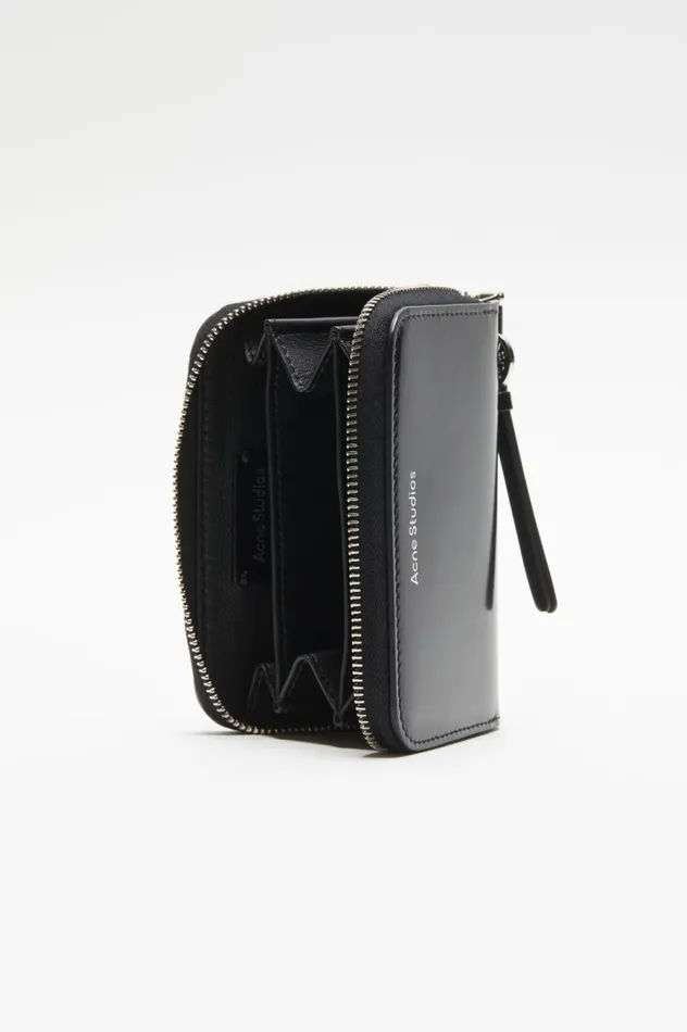 Acne Studios Leather Zip Wallet Black Men Small Leather Goods