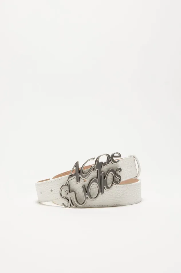 Acne Studios Logo Buckle Belt White Men Belts
