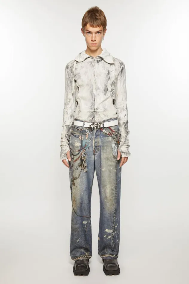 Acne Studios Logo Buckle Belt White Men Belts