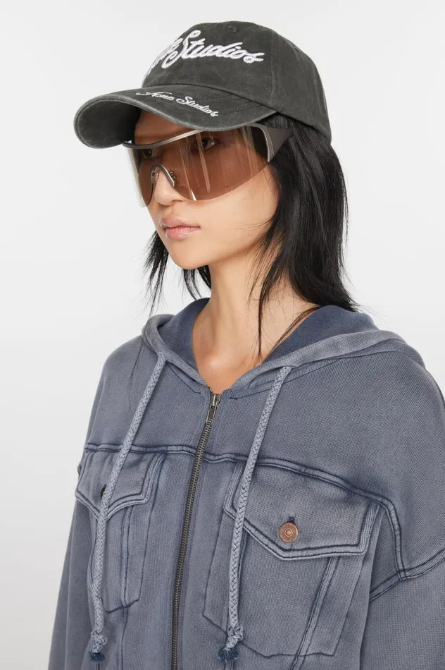 Acne Studios Logo Cap Faded Black Women Hats
