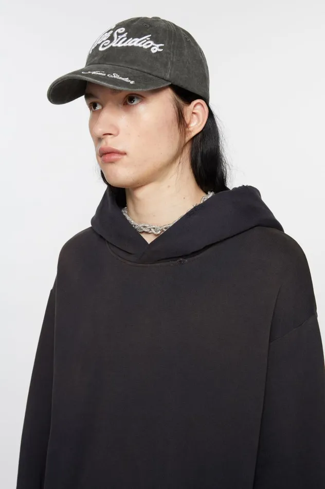 Acne Studios Logo Cap Faded Black Women Hats