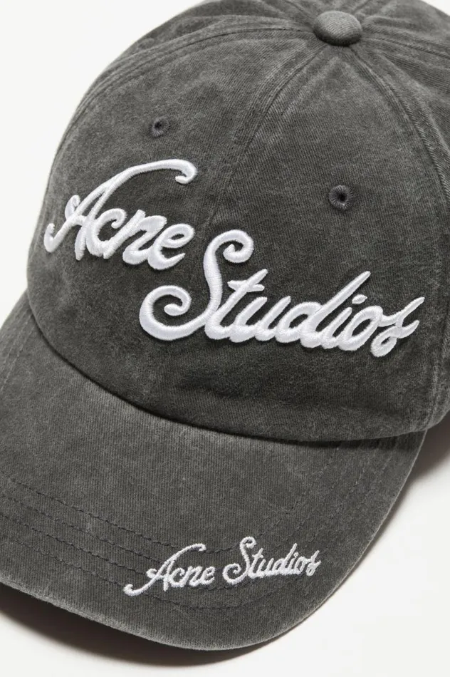 Acne Studios Logo Cap Faded Black Women Hats