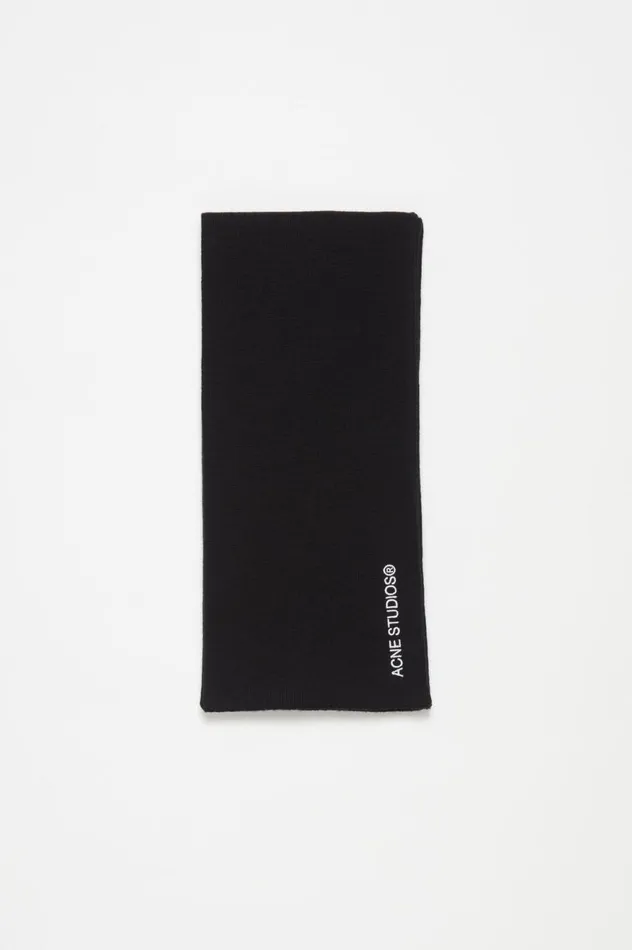 Acne Studios Logo Embroidered Scarf Black Men Scarves