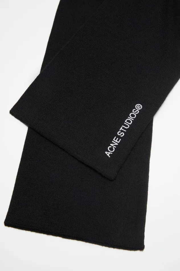Acne Studios Logo Embroidered Scarf Black Men Scarves