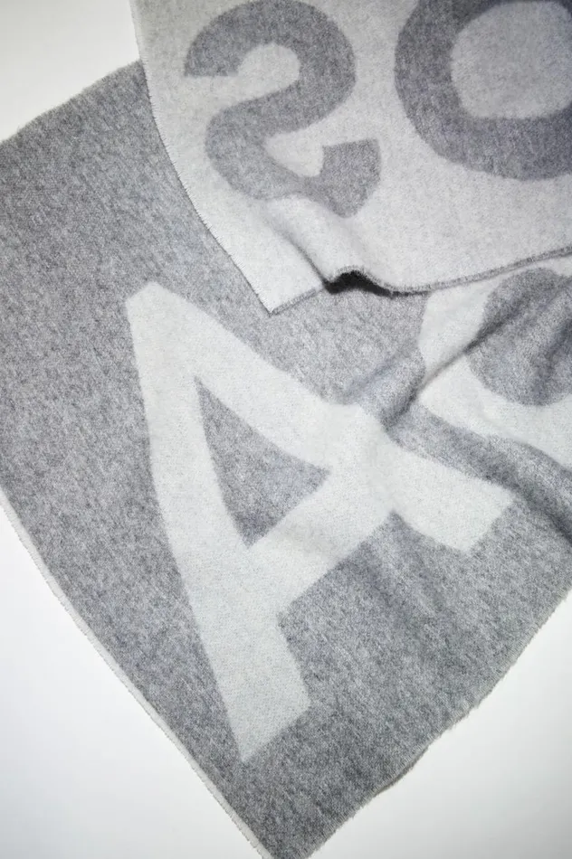 Acne Studios Logo Jacquard Scarf Grey Women Scarves