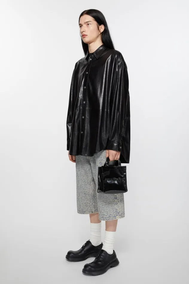 Acne Studios Logo Mini Shoulder Tote Bag Black Women Bags
