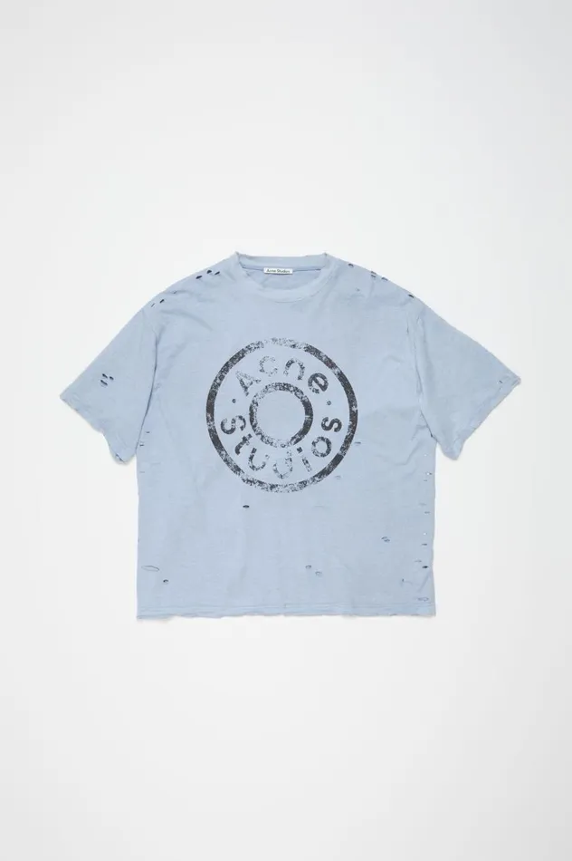 Acne Studios Logo Tshirt 8211 Relaxed Fit Blue Melange Women Tshirts