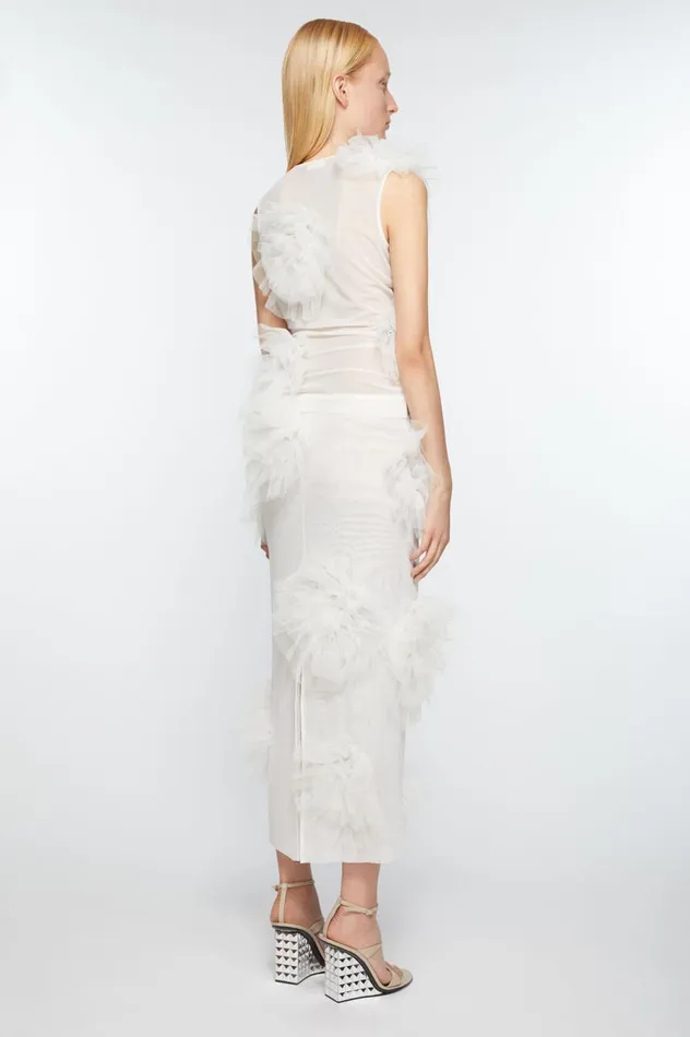 Acne Studios Mesh Ruffle Skirt White Women Skirts