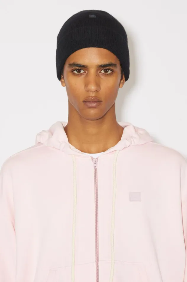 Acne Studios Micro Face Patch Beanie Black Women Hats