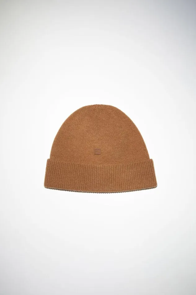 Acne Studios Micro Face Patch Beanie Toffee Brown Men Hats