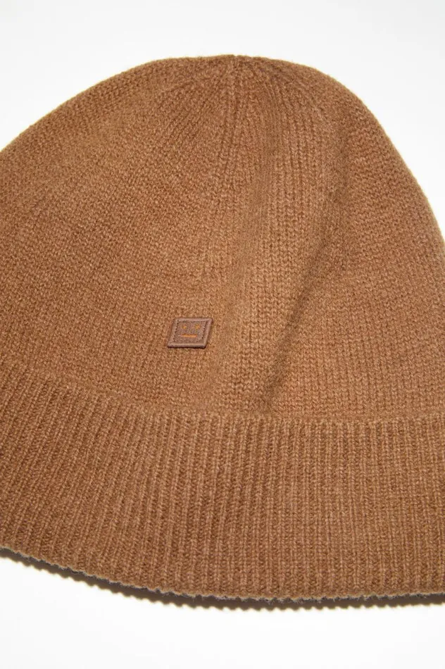 Acne Studios Micro Face Patch Beanie Toffee Brown Men Hats