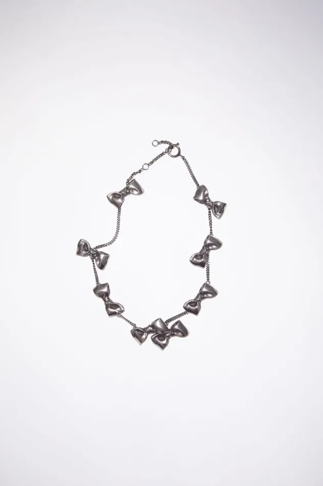 Acne Studios Multi Bow Necklace Antique Silver Men Jewellery