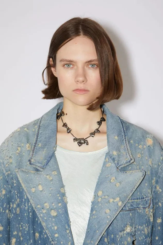 Acne Studios Multi Bow Necklace Antique Silver Men Jewellery