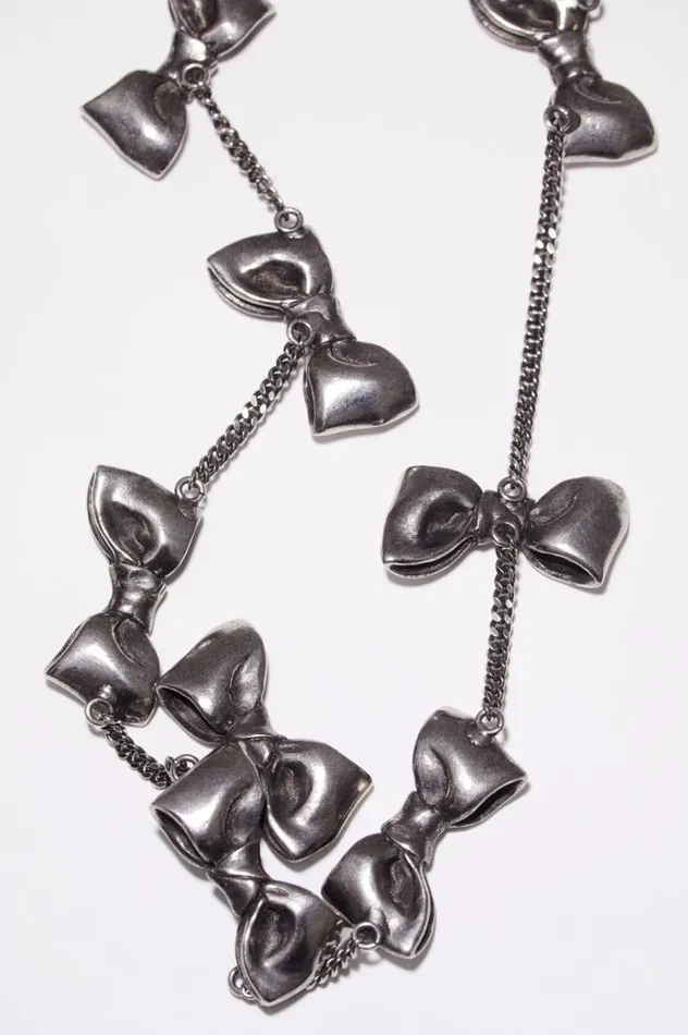 Acne Studios Multi Bow Necklace Antique Silver Men Jewellery