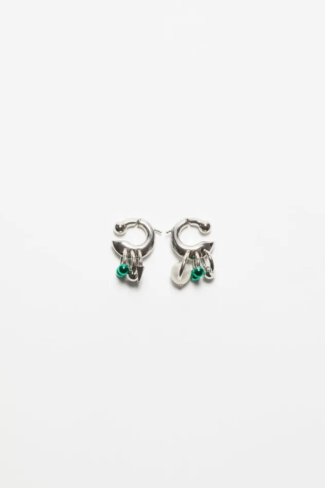 Acne Studios Multi Charm Earrings Silvergreen Women Jewellery
