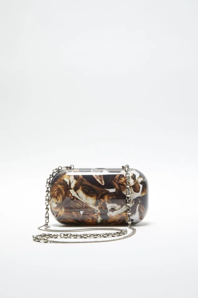 Acne Studios Print Clutch Bag Cognac Brown Multi Women Bags