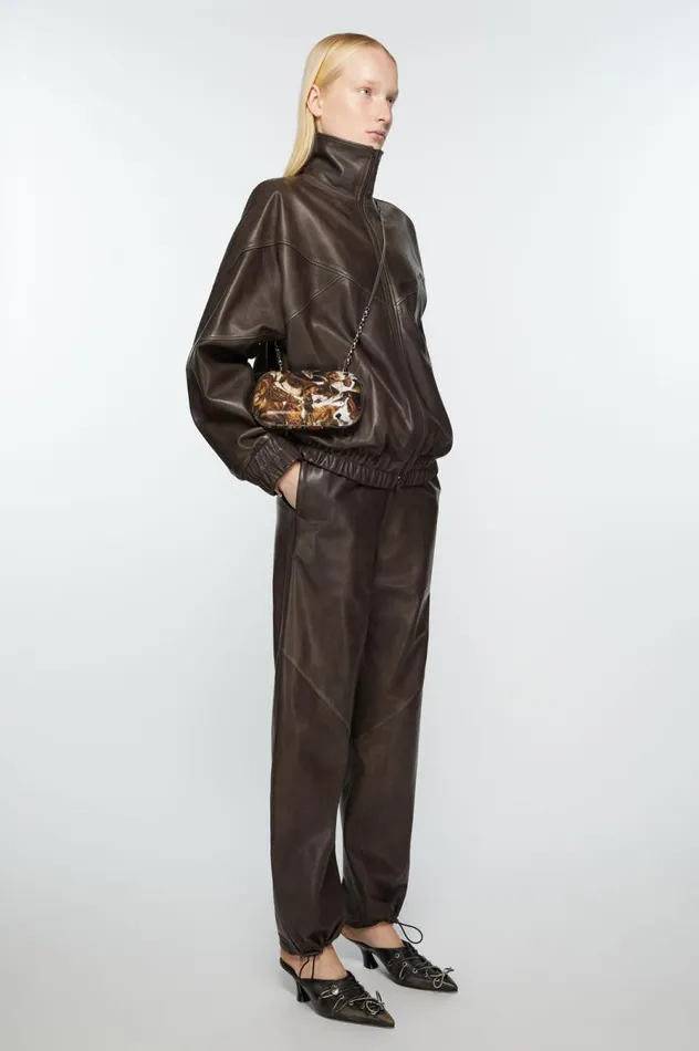 Acne Studios Print Clutch Bag Cognac Brown Multi Women Bags