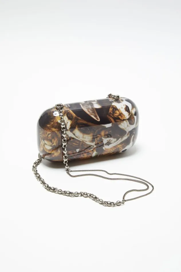 Acne Studios Print Clutch Bag Cognac Brown Multi Women Bags