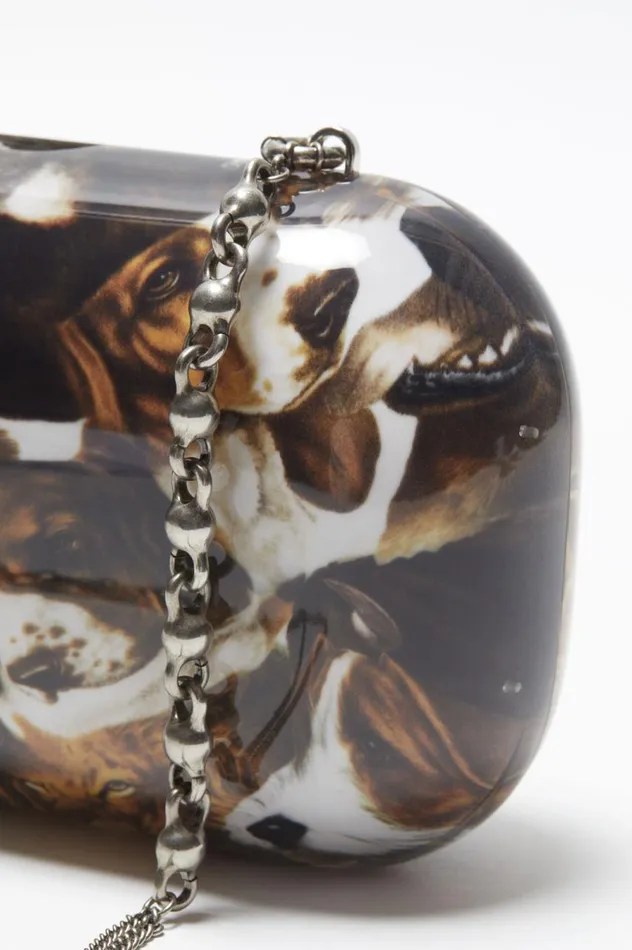 Acne Studios Print Clutch Bag Cognac Brown Multi Women Bags