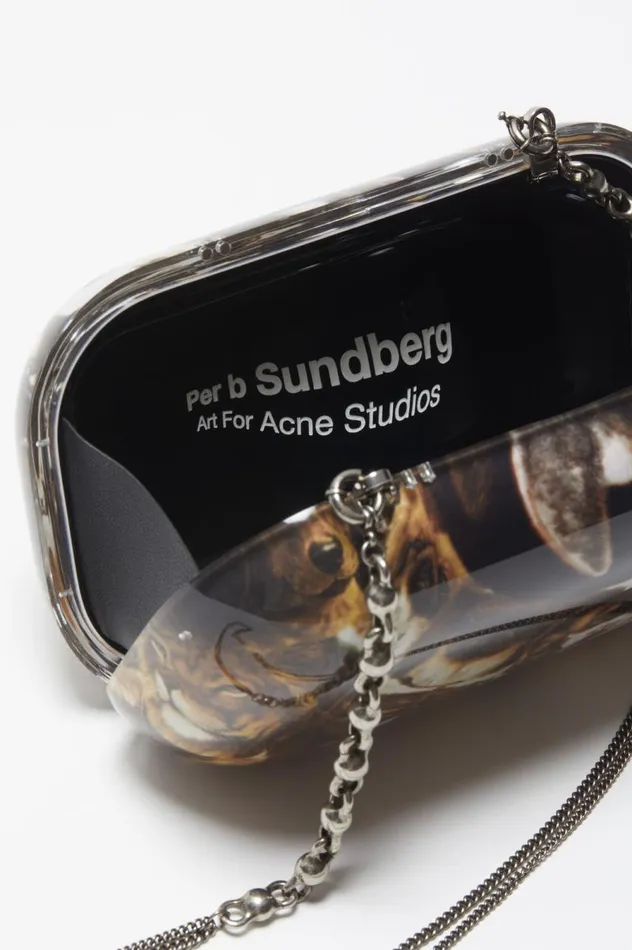 Acne Studios Print Clutch Bag Cognac Brown Multi Women Bags