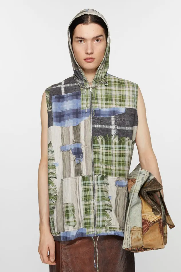 Acne Studios Print Hooded Jacket Green Multi Men Shirts
