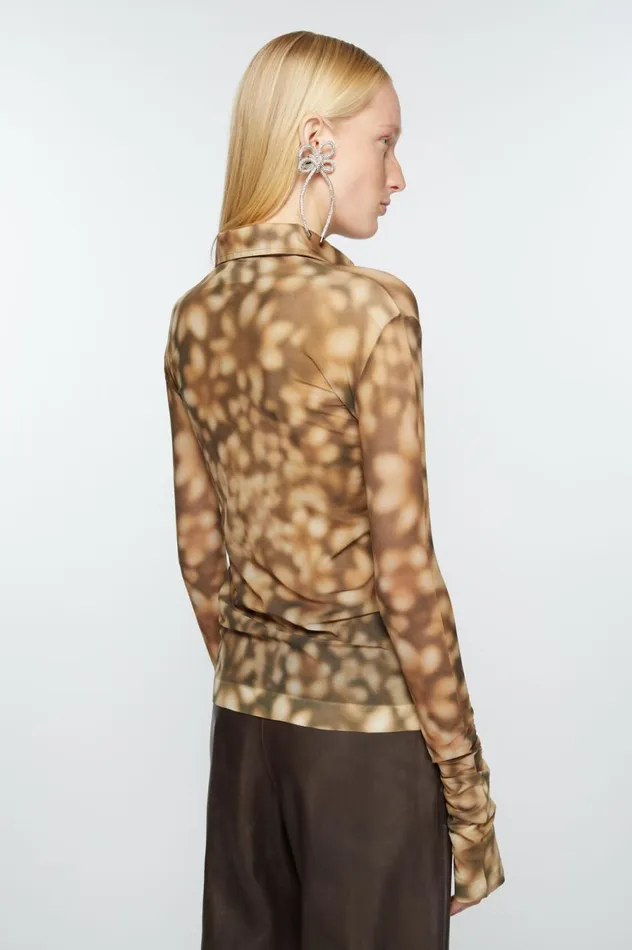 Acne Studios Print Shirt Dark Brown Women Shirts and Blouses