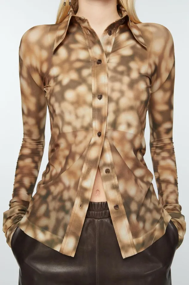 Acne Studios Print Shirt Dark Brown Women Shirts and Blouses
