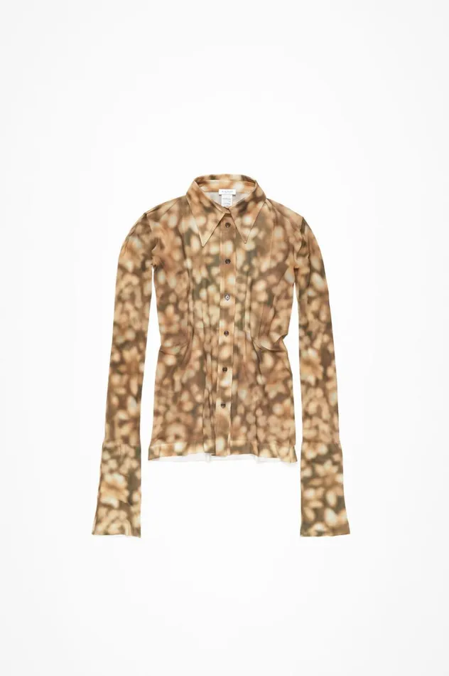 Acne Studios Print Shirt Dark Brown Women Shirts and Blouses