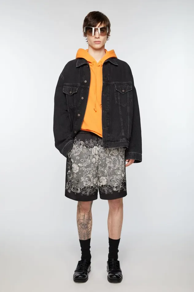 Acne Studios Print Shorts Blackecru Men Shorts