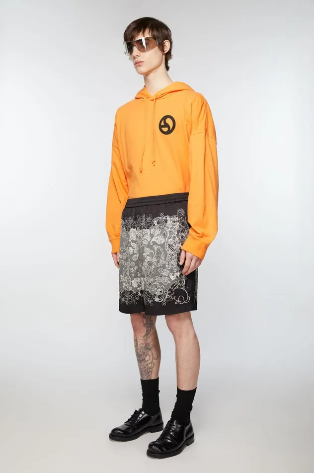 Acne Studios Print Shorts Blackecru Men Shorts