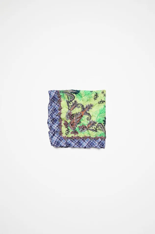 Acne Studios Print Silk Scarf Greenblue Men Scarves