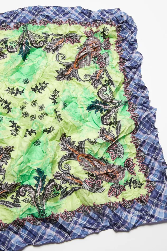 Acne Studios Print Silk Scarf Greenblue Men Scarves