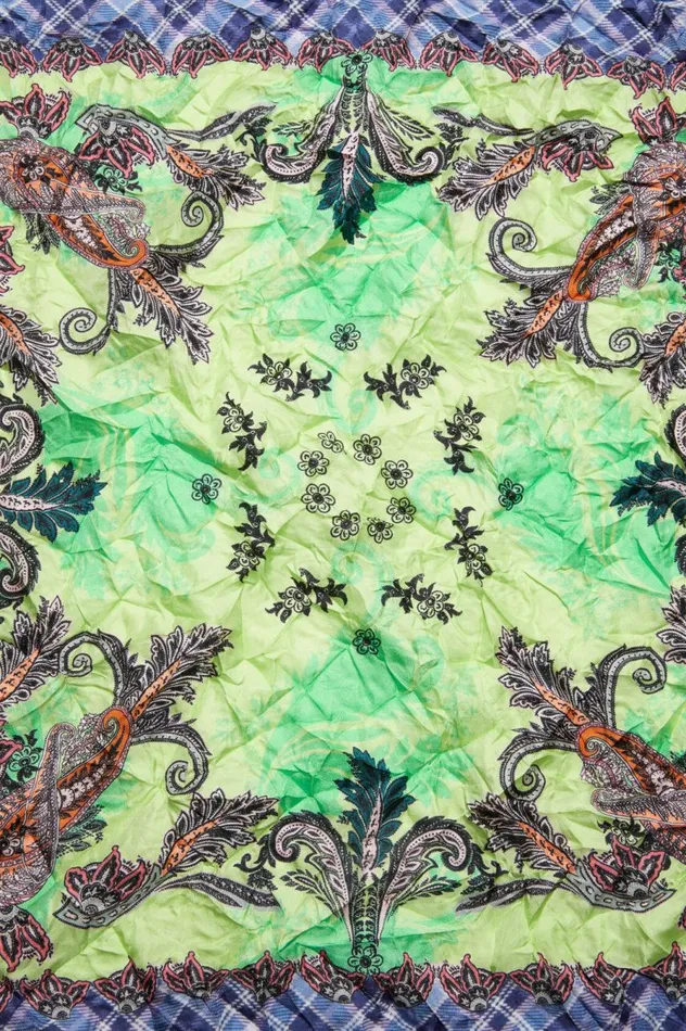 Acne Studios Print Silk Scarf Greenblue Men Scarves