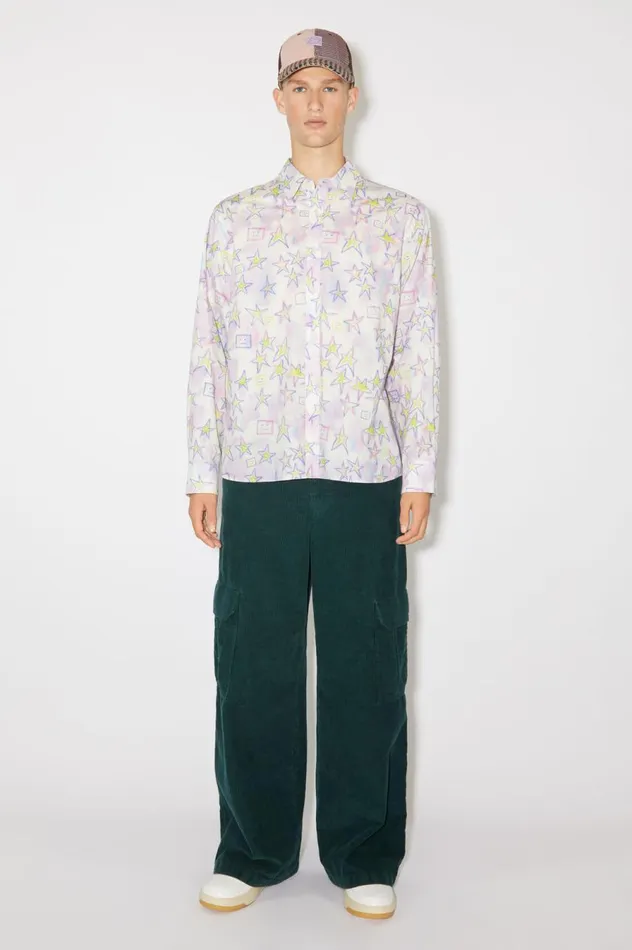 Acne Studios Printed Buttonup Shirt Pale Pinkmulti Men Shirts