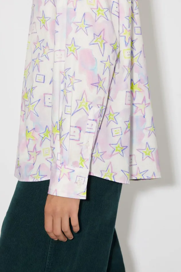 Acne Studios Printed Buttonup Shirt Pale Pinkmulti Men Shirts