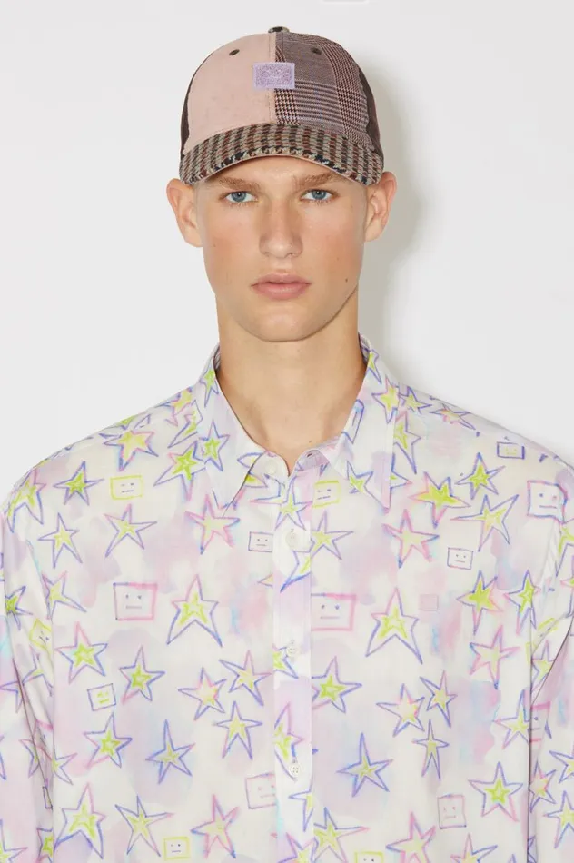Acne Studios Printed Buttonup Shirt Pale Pinkmulti Men Shirts