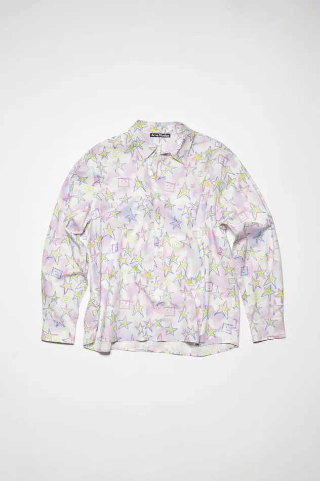 Acne Studios Printed Buttonup Shirt Pale Pinkmulti Men Shirts