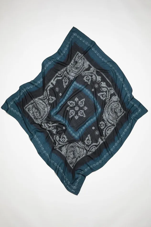 Acne Studios Printed Scarf Denim Blueblack Men Scarves
