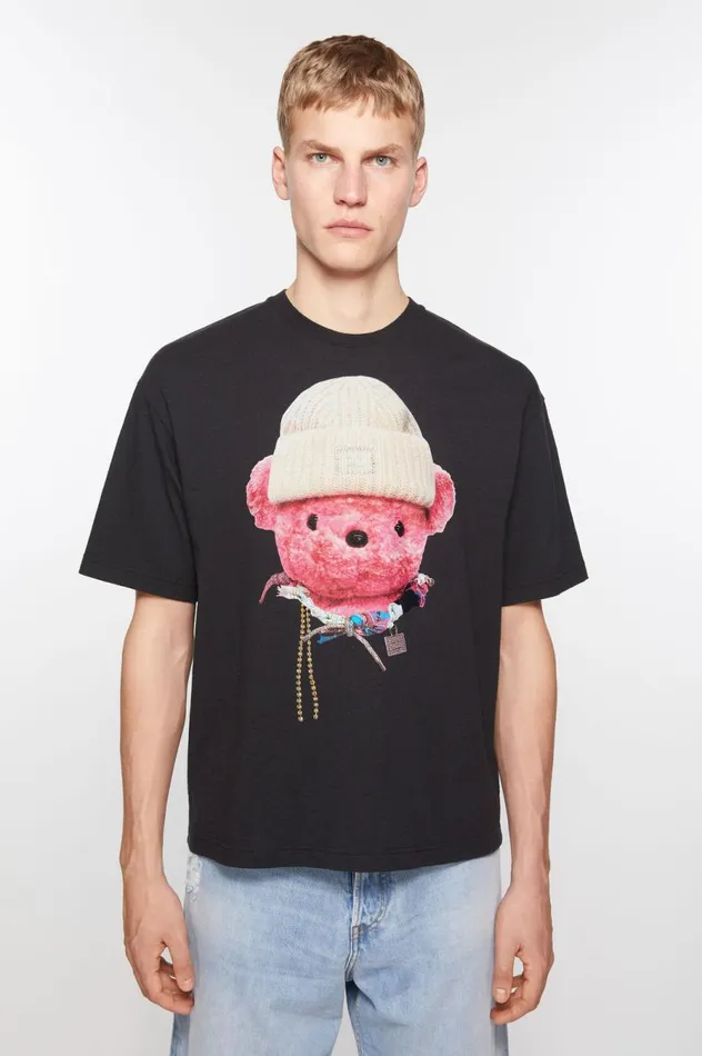 Acne Studios Printed Tshirt 8211 Relaxed Fit Black Women Tshirts