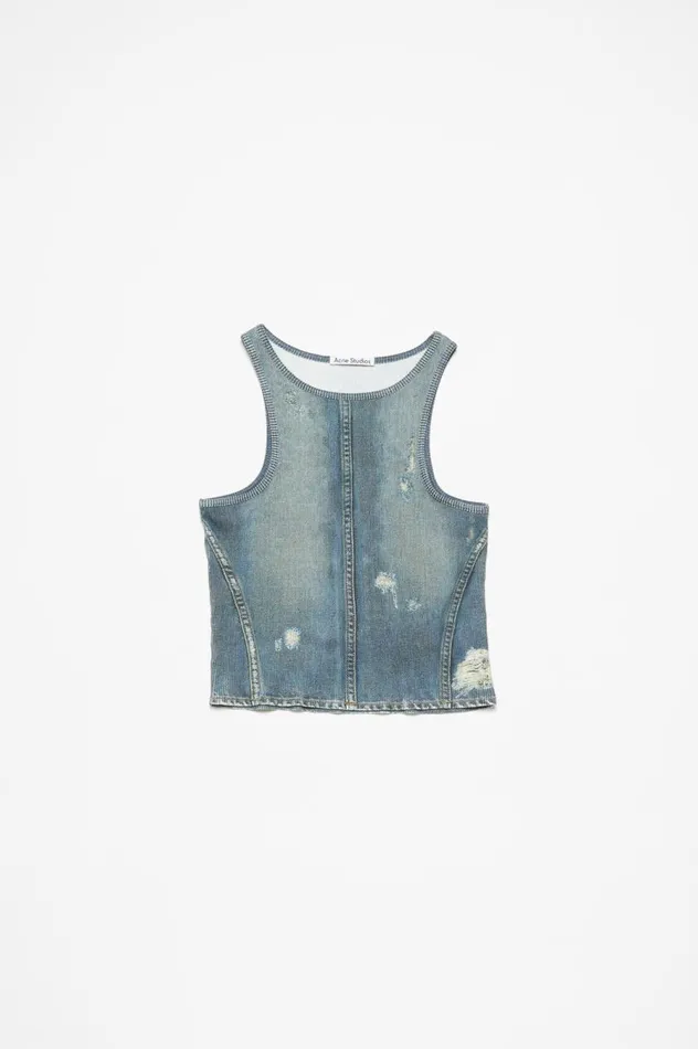 Acne Studios Printed Tank Top Denim Blue Women Tshirts