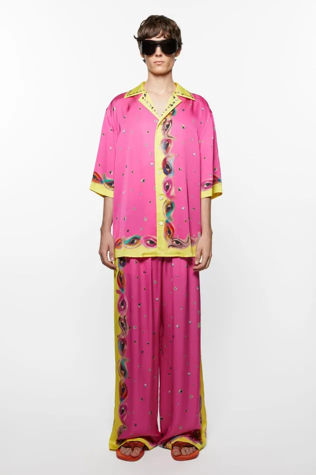 Acne Studios Printed Trousers Fuchsia Pink Women Trousers